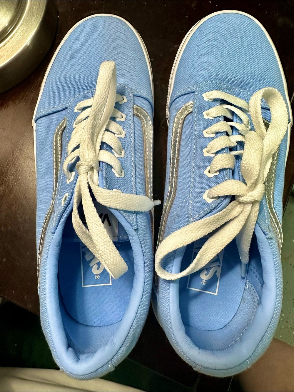 Vans Kids Girl Light Blue Old Skool Lace-Up Sneakers - Picture 4 of 5